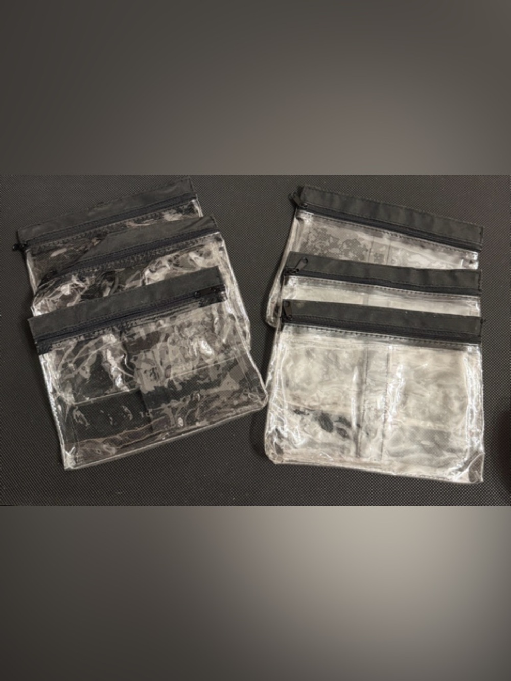 Black & clear Plastic Cosmetic Bags Zip Makeup / Travel Toiletry Kit Storage - 6